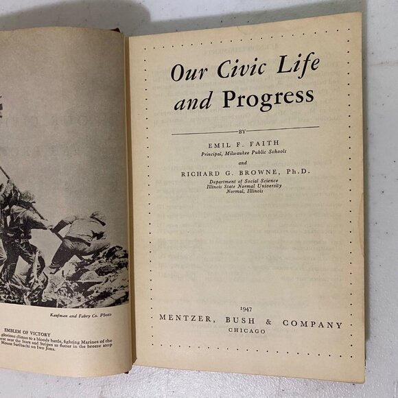Our Civic Life and Progress Hardcover Emil F Faith Richard G Browne Vintage 40s - Picture 5 of 13